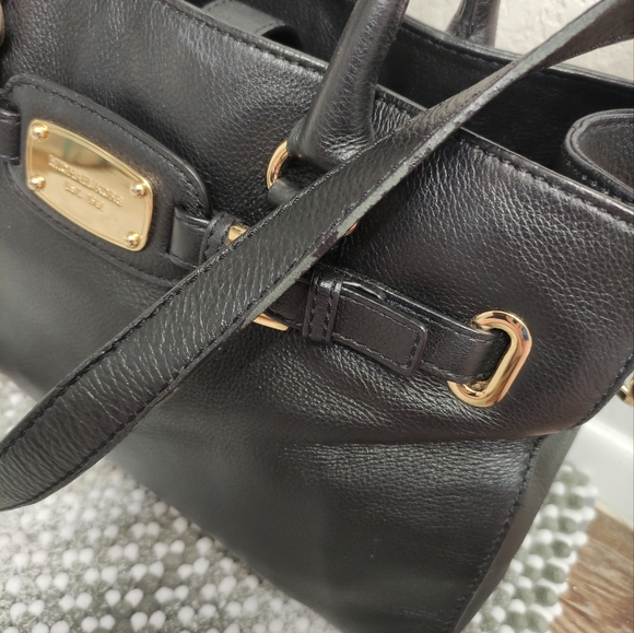 MICHAEL KORS Hamilton Black Large Leather Tote Shoulder Bag - Picture 14 of 15